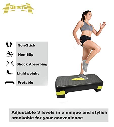 ABB INITIO GYM Polypropylene Adjustable Home Gym Exercise Fitness Stepper for Exercise Aerobics Stepper (Black & Yellow) - Image 3