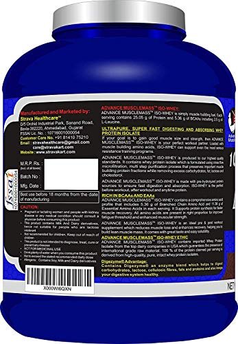 Advance MuscleMass Whey Isolate with Enzyme Blend | 25.05 gm Protein | Lactogen Free | Lab tested | Raw Whey Isolate from USA | Chocolate Flavour | 3 kg/6.6 lbs - Image 3