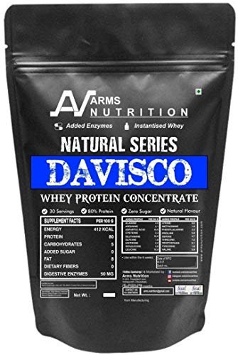 Arms Nutrition Natural Series Davisco Whey Protein Concentrate 2kg with Digestive Enzymes, (Unflavoured) (65+ Servings)
