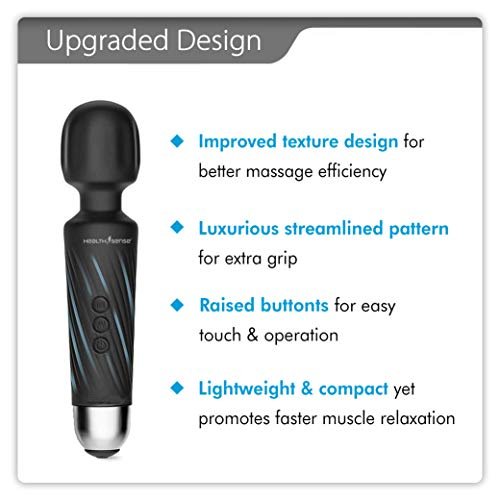 HealthSense Magic-Vibe HM 260 Cordless Handheld Personal Body Massager for Pain Relief & Rechargeable Vibration Machine with 8 Speeds, 20 Modes & 1 Year Warranty (Black) - Image 3