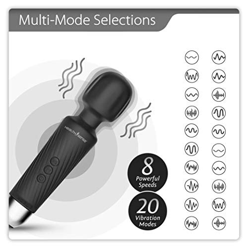 HealthSense Magic-Vibe HM 260 Cordless Handheld Personal Body Massager for Pain Relief & Rechargeable Vibration Machine with 8 Speeds, 20 Modes & 1 Year Warranty (Black) - Image 6
