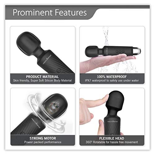 HealthSense Magic-Vibe HM 260 Cordless Handheld Personal Body Massager for Pain Relief & Rechargeable Vibration Machine with 8 Speeds, 20 Modes & 1 Year Warranty (Black) - Image 7