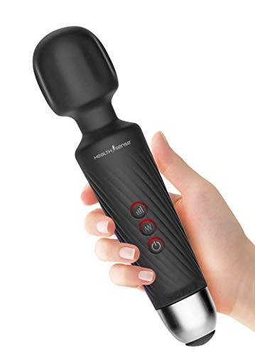 HealthSense Magic-Vibe HM 260 Cordless Handheld Personal Body Massager for Pain Relief & Rechargeable Vibration Machine with 8 Speeds, 20 Modes & 1 Year Warranty (Black)