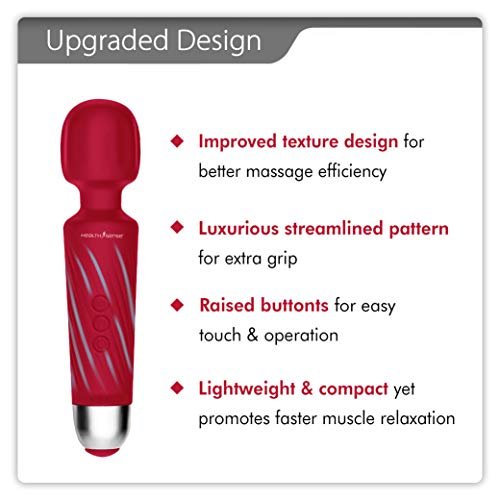 HealthSense Magic-Vibe HM 260 Cordless Handheld Personal Body Massager for Pain Relief & Rechargeable Vibration Machine with 8 Speeds, 20 Modes & 1 Year Warranty (Cherry) - Image 3