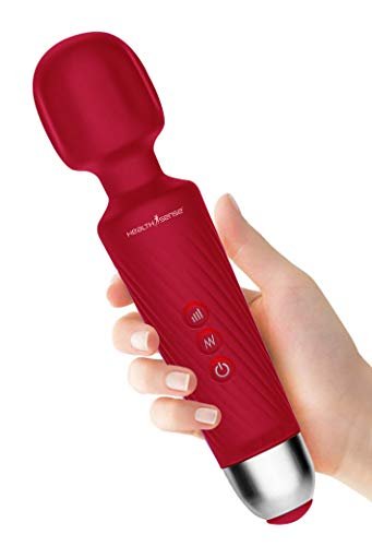 HealthSense Magic-Vibe HM 260 Cordless Handheld Personal Body Massager for Pain Relief & Rechargeable Vibration Machine with 8 Speeds, 20 Modes & 1 Year Warranty (Cherry)