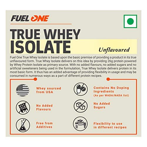 MuscleBlaze Fuel One True Whey Isolate, Whey Protein Isolate (Unflavoured, 1 kg / 2.2 lb, 33 Servings) - Image 3