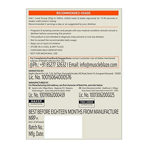 MuscleBlaze Fuel One True Whey Isolate, Whey Protein Isolate (Unflavoured, 1 kg / 2.2 lb, 33 Servings) - Image 7