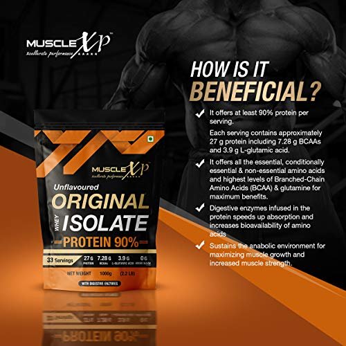 MuscleXP Original Whey Isolate Protein 90% With Digestive Enzyme, 1Kg Pouch - Image 8