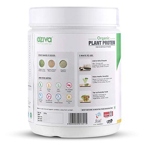 OZiva Organic Plant Protein (30g Vegan Protein - Pea protein a, Brown Rice Protein & Quinoa, Soy free) For Everyday Fitness, Boosts Immunity, Unflavored, 500mg - Image 4