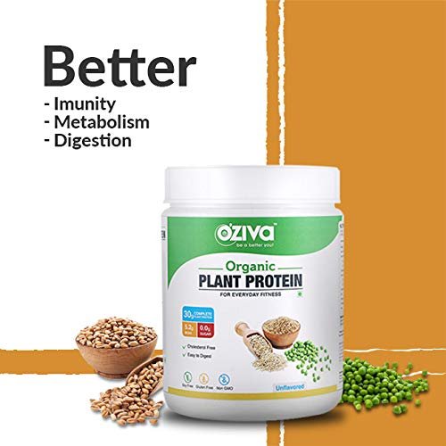 OZiva Organic Plant Protein (30g Vegan Protein - Pea protein a, Brown Rice Protein & Quinoa, Soy free) For Everyday Fitness, Boosts Immunity, Unflavored, 500mg - Image 7