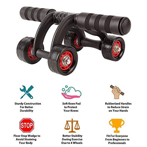 Piesome Anti Skid Wheel Total Body AB Roller Exerciser for Abdominal Stomach Exercise Training Equipment, Roller for Exercise, Excersice Roller, Fitness Roller for Exercise, Ab Roller for Men,Women - Image 6