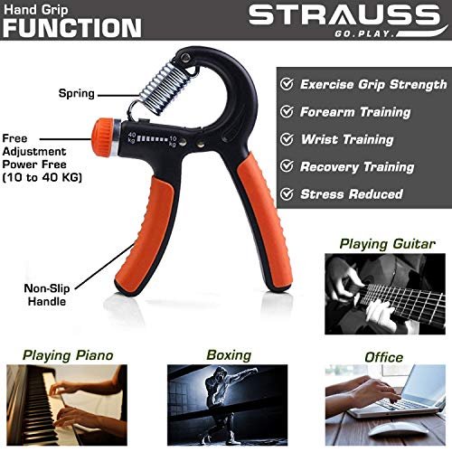 Strauss Adjustable Hand Grip Strengthener, (Black/Orange) - Image 4