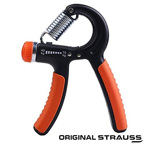 Strauss Adjustable Hand Grip Strengthener, (Black/Orange)