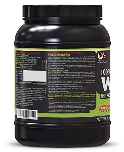 Advance MuscleMass Whey Protein Concentrate With Enzyme Blend| 24.7 g protein | Lab tested | Raw Whey from USA | Chocolate Flavour | 1 Kg (2.2 lb) - Image 3