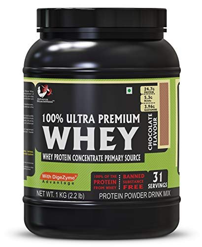 Advance MuscleMass Whey Protein Concentrate With Enzyme Blend| 24.7 g protein | Lab tested | Raw Whey from USA | Chocolate Flavour | 1 Kg (2.2 lb) - Image 2