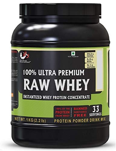 Advance Musclemass 100% Raw Whey Protein Supplement Powder (Unflavoured) 1 Kg 2.2 Lb (33 Servings)
