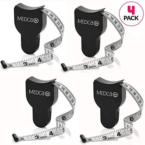 MEDca Body Tape Measure - (Black, 4 Pack, Inches and cm)