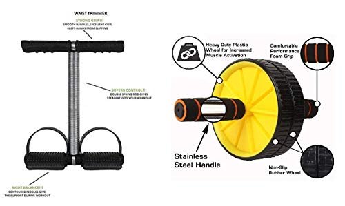EVERYONIC Single Spring Tummy Trimmer and Double Wheel AB Roller Combo for Abs Core Abdominal Workout Back Exercise Strength Training Home Gym Equipment Fitness Body Toner for Men and Women - Image 5