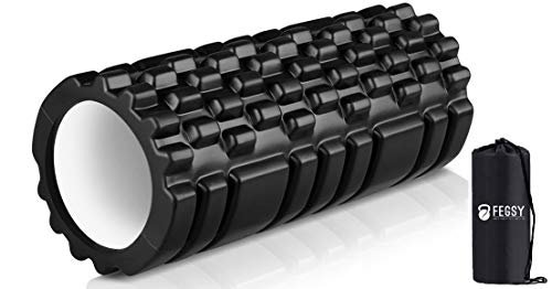 FEGSY Foam Roller for Exercise, Fitness, Back Pain, Deep Tissue Massage, and Physiotherapy (Black)