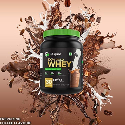 Fitspire 100% Whey Gold Protein Isolate | Muscle Gainer Protein Supplement Powder (Coffee, 1+1 Kg / 4.4 Lb) - Image 5