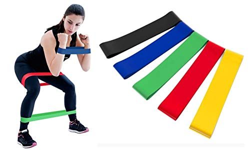 Gopendra Loop Bands for Fitness, Yoga, Pilates, Legs, Waist, Shoulders, Hips and Strength Training - Set of 5
