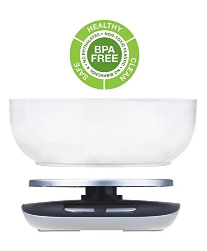 HealthSense Chef-Mate KS 33 Digital Kitchen Scale and Food Scale with Detachable Bpa Free Bowl and Tare Function (Dark Black) - Image 6