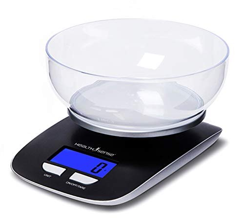 HealthSense Chef-Mate KS 33 Digital Kitchen Scale and Food Scale with Detachable Bpa Free Bowl and Tare Function (Dark Black) - Image 2