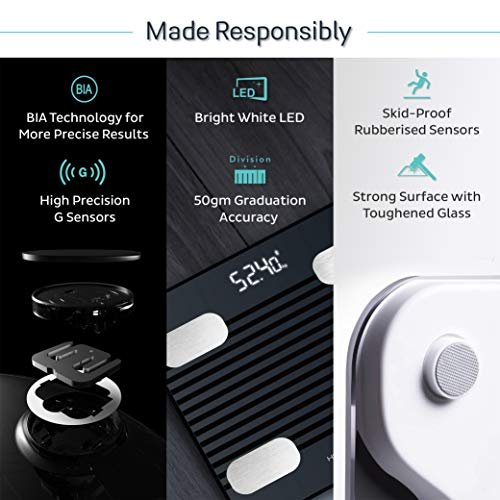 HealthSense Fitdays BS 171 Smart Bluetooth Body Weighing Scale | Digital Fitness Weight Machine with Mobile App, BMI and Fat Analysis with 13 compositions | Batteries and One Year Warranty Included - Image 5