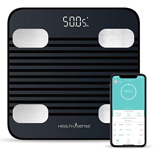 HealthSense Fitdays BS 171 Smart Bluetooth Body Weighing Scale | Digital Fitness Weight Machine with Mobile App, BMI and Fat Analysis with 13 compositions | Batteries and One Year Warranty Included