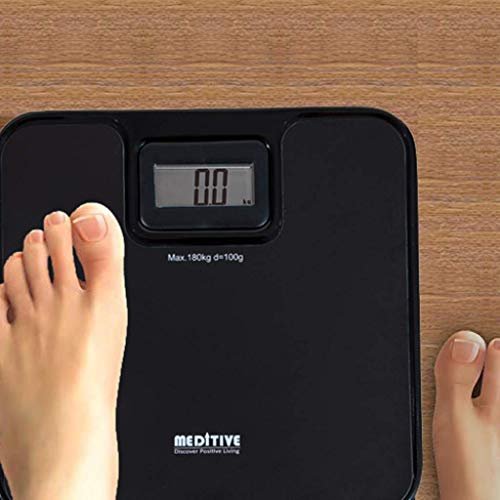 MEDITIVE Unbreakable Metal Platform Digital Human Weighing Scale (Black, 7-180 Kg) - Image 5