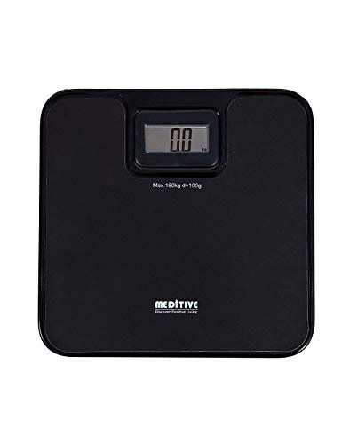 MEDITIVE Unbreakable Metal Platform Digital Human Weighing Scale (Black, 7-180 Kg)