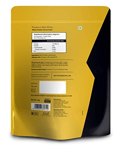 Powerus Raw Whey 1kg (Unflavoured), Whey Protein Concentrate 80%, 24g Protein, 5.15 g BCAA, 4.03 g Glutamine - Image 3