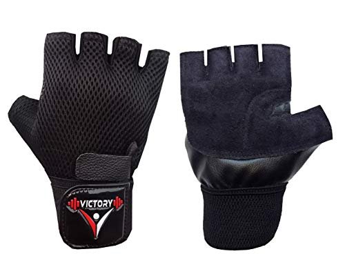 Victory Fitness Combo 4.5’’ Inch Wide Weightlifting Gym Belt & Back Support and Gym Glove Leather Palm with Net (Black) - Image 4