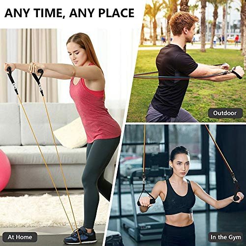 VIHAX Resistance Bands Portable Exercise Elastic Bands - Fitness Resistance Bands with Handles Natural Rubber Latex Bands 11PCS with Exercise Tube Bands, Door Anchor, Ankle Straps, Carry Bag - Image 6