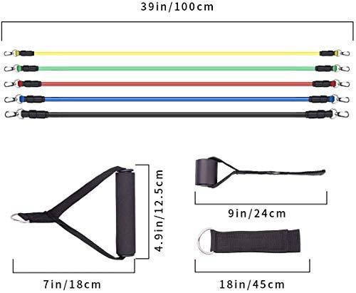 VIHAX Resistance Bands Portable Exercise Elastic Bands - Fitness Resistance Bands with Handles Natural Rubber Latex Bands 11PCS with Exercise Tube Bands, Door Anchor, Ankle Straps, Carry Bag - Image 8