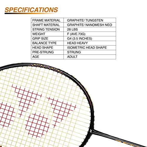 YONEX Smash Badminton Racquet (G4, 73 Grams, 28 lbs Tension) - Image 7