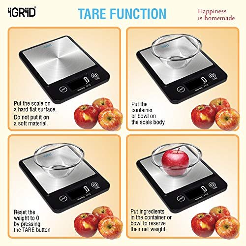 iGRiD Multifunctional Small Kitchen Digital Food Weighing Scale with Stainless Steel Platform (5Kg) - Image 7