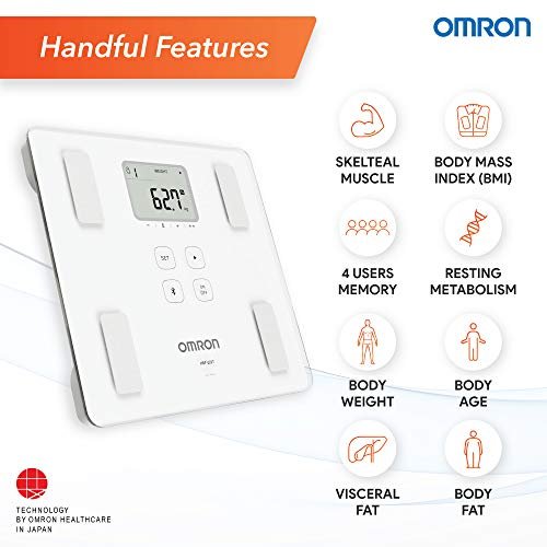 Omron HBF 222T Complete Digital Body Composition Monitor With Bluetooth for Omron Connect App Experience, Displays BMI, Body Fat, Skeletal Muscle and Visceral Fat Level - Image 3