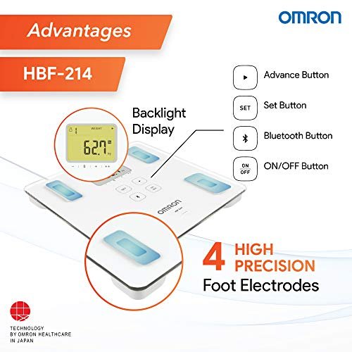 Omron HBF 222T Complete Digital Body Composition Monitor With Bluetooth for Omron Connect App Experience, Displays BMI, Body Fat, Skeletal Muscle and Visceral Fat Level - Image 6
