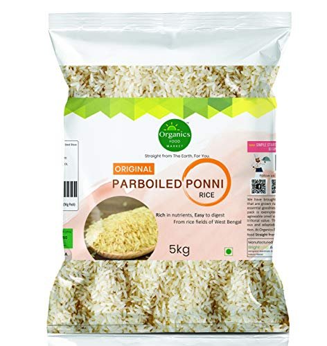 Organics Food Market Regular Parboiled Rice | Usna Chawal | Ponni Rice (5Kg Pack)