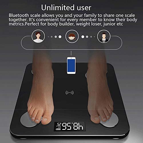 PRAMUKH FASHION Weight Scale Bluetooth Smart Scales Digital Body Fat Scales with iOS & Android APP and Body Composition Analysis, Step-on Technology, Tempered Glass & LCD Display 25 x 25 cm