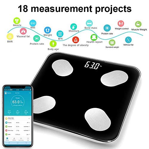 PRAMUKH FASHION Weight Scale Bluetooth Smart Scales Digital Body Fat Scales with iOS & Android APP and Body Composition Analysis, Step-on Technology, Tempered Glass & LCD Display 25 x 25 cm - Image 4