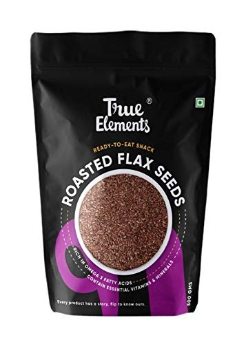 True Elements Roasted Flax Seeds 500g - Flax Seeds for Hair Growth | Alsi Seed | Diet Food for Weight Loss
