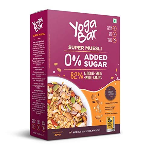 Yogabar Super Muesli, No Added or Hidden Sugar, Breakfast Muesli with Probiotics & Prebiotics, 82% Almonds + Whole Grains + Chia Seeds + Flax Seeds, 400gm Each - Image 3