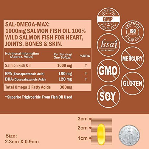 Carbamide Forte Salmon Fish Oil Omega 3 Capsule 1000 mg - 90 Softgel Capsules - Image 3