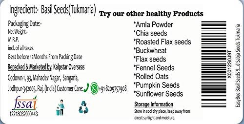 EasyBee Basil Seed 1kg, for Weight Loss and Sabja Seed, Tukmaria - Image 5