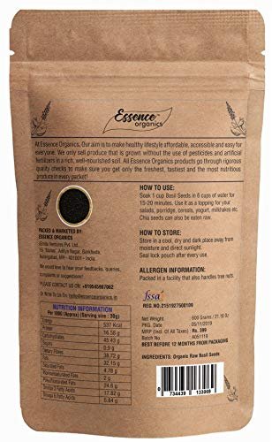Essence Organics Basil Seeds (Sabja Beej) 600 Grams - Basil Seeds for Weight Loss, Omega 3 - Image 2