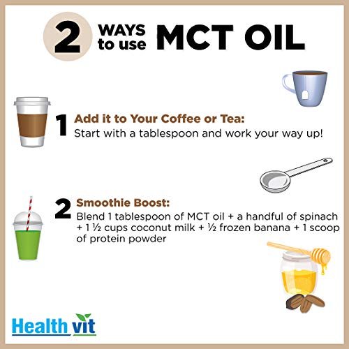 Healthvit MCT Oil From Coconut Oil Unsweetened Keto Diet Sports, Non GMO, Gluten Free - 100ml - Image 5