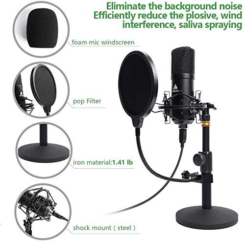 Maono AU-A04T USB Condenser Podcast PC Microphone Kit with Pop Filter and Stand for Computer, YouTube and Gaming Recording - Image 5
