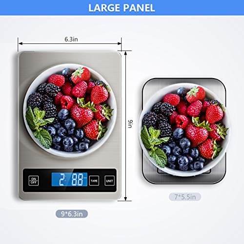 Nicewell Food Scale, 22lb Digital Kitchen Scale Weight Grams and oz for Cooking Baking, 1g/0.1oz Precise Graduation, Stainless Steel and Tempered Glass - Image 5